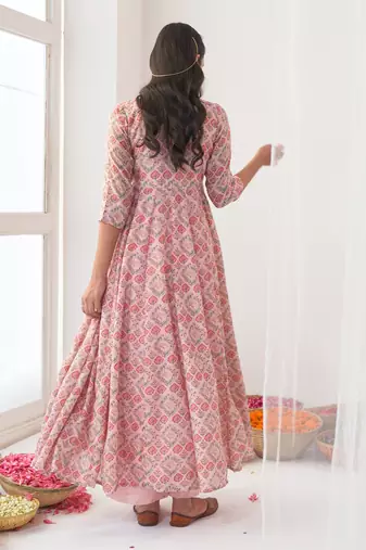Peony embroidered anarkali set