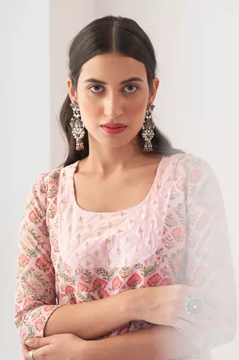 Peony embroidered anarkali set