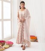 Ivory peony embroidered anarkali set