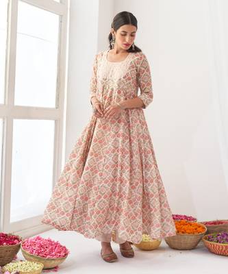 Ivory peony embroidered anarkali set 3