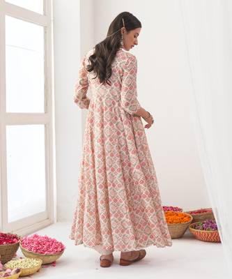 Ivory peony embroidered anarkali set 4