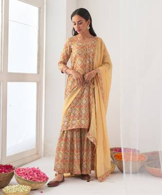 Yellow peony sharara set 1