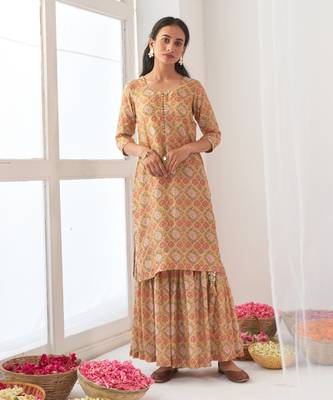 Yellow peony sharara set 5