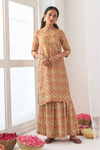 Yellow peony sharara set