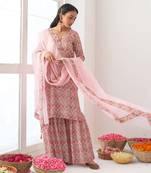 Powder pink peony sharara set