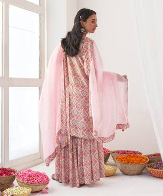 Powder pink peony sharara set 3