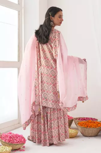 Powder pink peony sharara set