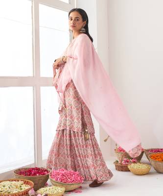 Powder pink peony sharara set 4