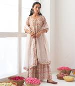 Ivory peony sharara set