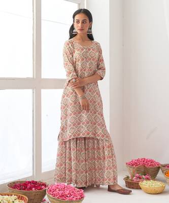 Ivory peony sharara set 2