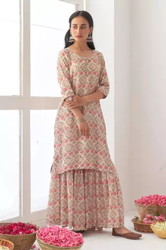 Ivory peony sharara set