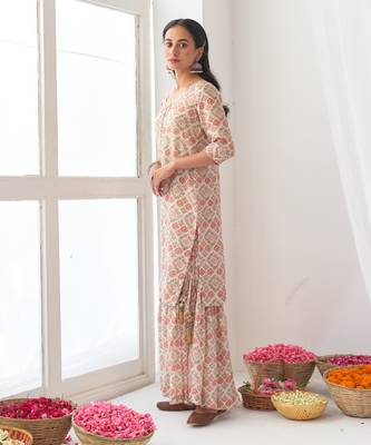 Ivory peony sharara set 3