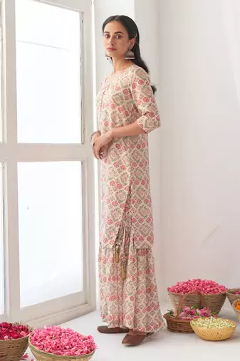 Ivory peony sharara set