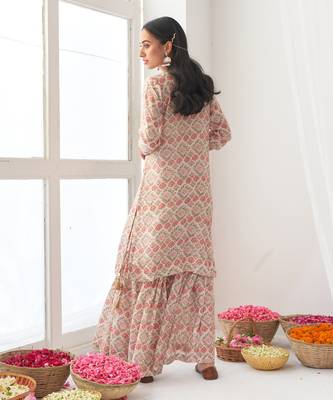 Ivory peony sharara set 4