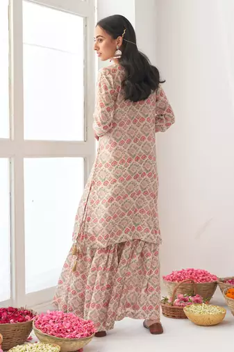 Ivory peony sharara set
