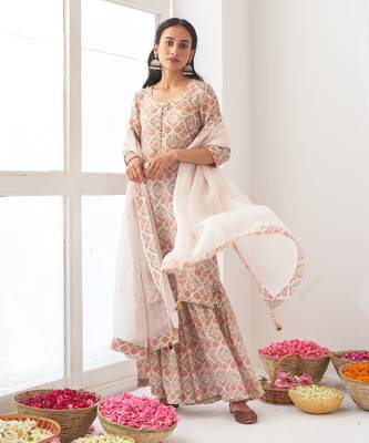 Ivory peony sharara set 5