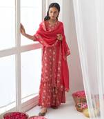 Hot pink peony sharara set