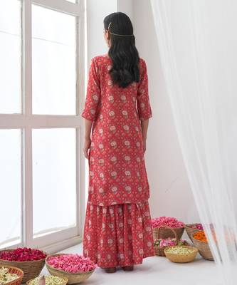 Hot pink peony sharara set 4
