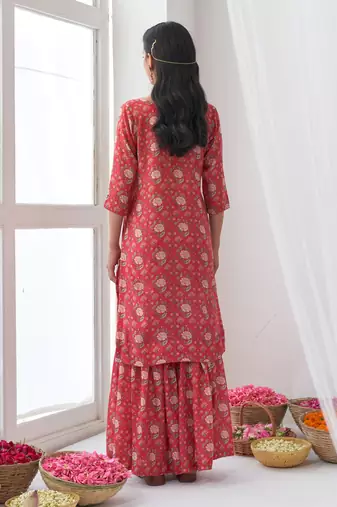 Hot pink peony sharara set