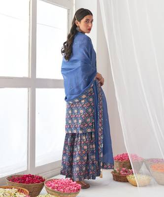 Blue peony sharara set 2