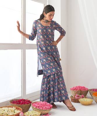 Blue peony sharara set 5