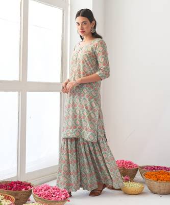 Aqua peony sharara set 3