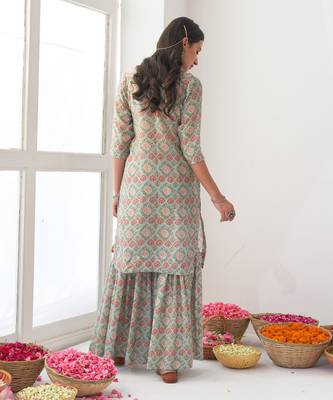 Aqua peony sharara set 5