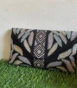 Black floral beaded embellished envelope bag