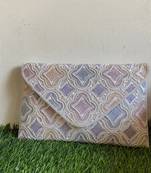 White multi sequins embellished envelope bag