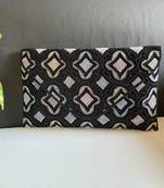 Black multi beaded embellished envelope bag