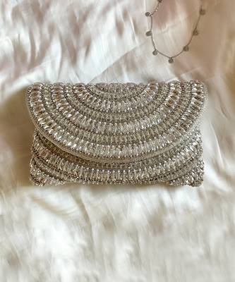 Silver studded embellished envelope bag 1