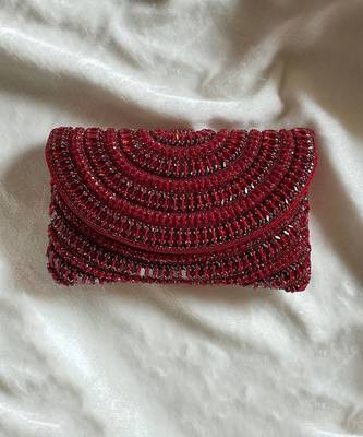 Maroon studded embellished envelope bag 1