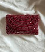 Maroon studded embellished envelope bag
