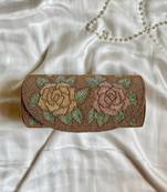 Gold floral embellished round bag