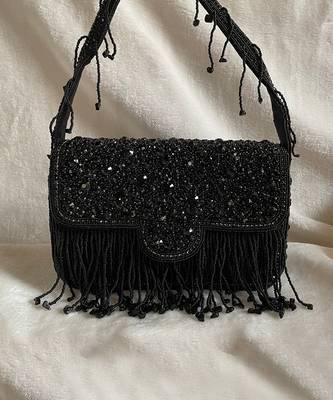 Black studded tassel bucket bag 2