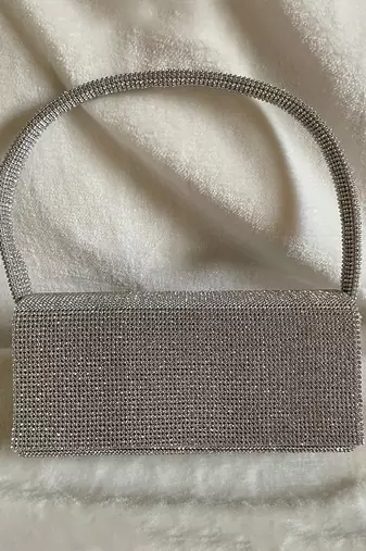 Grey shimmer bucket bag