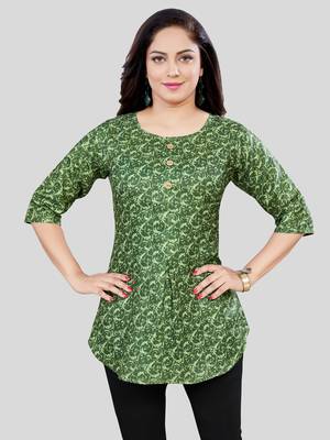  cotton blend printed short kurti 1