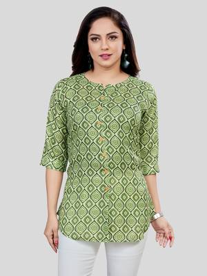  cotton blend printed short kurti 1