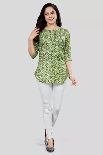  cotton blend printed short kurti