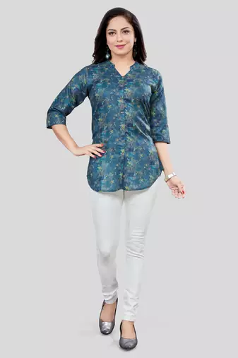  cotton blend printed short kurti