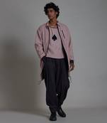 Pink & black cotton jacket set