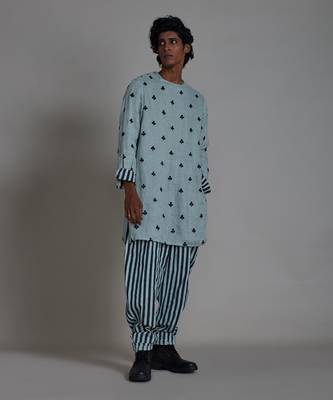 Blue taash stripe balloon pant 1