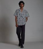 Black stripe bluff jacket set