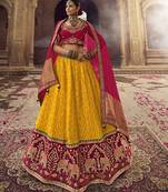 Yellow Color Viscose Organza Heavy work Lehenga Choli