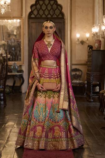 Sequins Pink Colour Rajwadi silk blend Readymade Lehenga Choli