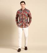 Brown & beige muslin shirt