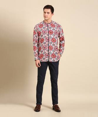Cream & red muslin shirt 1