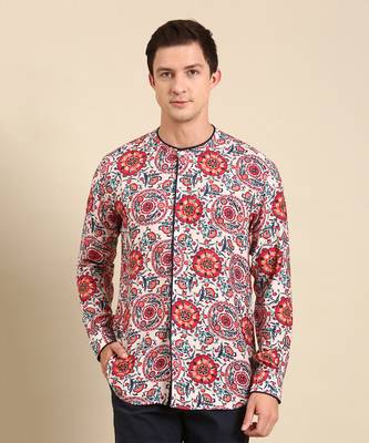 Cream & red muslin shirt 2