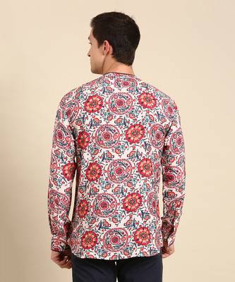 Cream & red muslin shirt 5