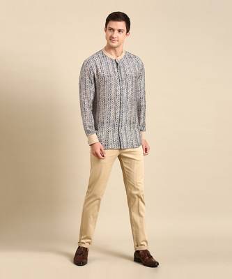Blue & beige muslin shirt 1